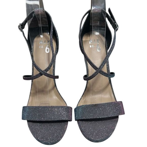 Mix No. 6 Blue and Pink Sparkly High Heels Glitter Stilettos Open Toe Pumps - Picture 3 of 11